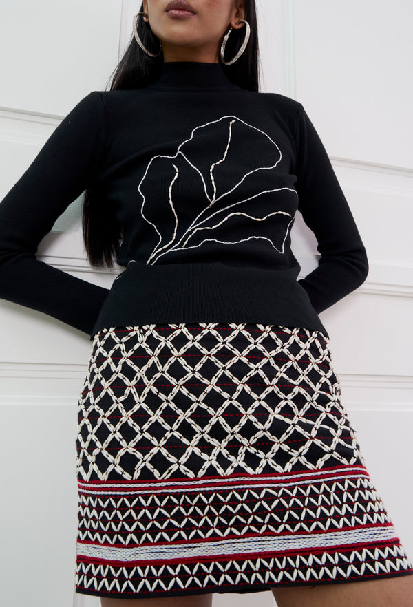 HAND-BEADED MINI SKIRT