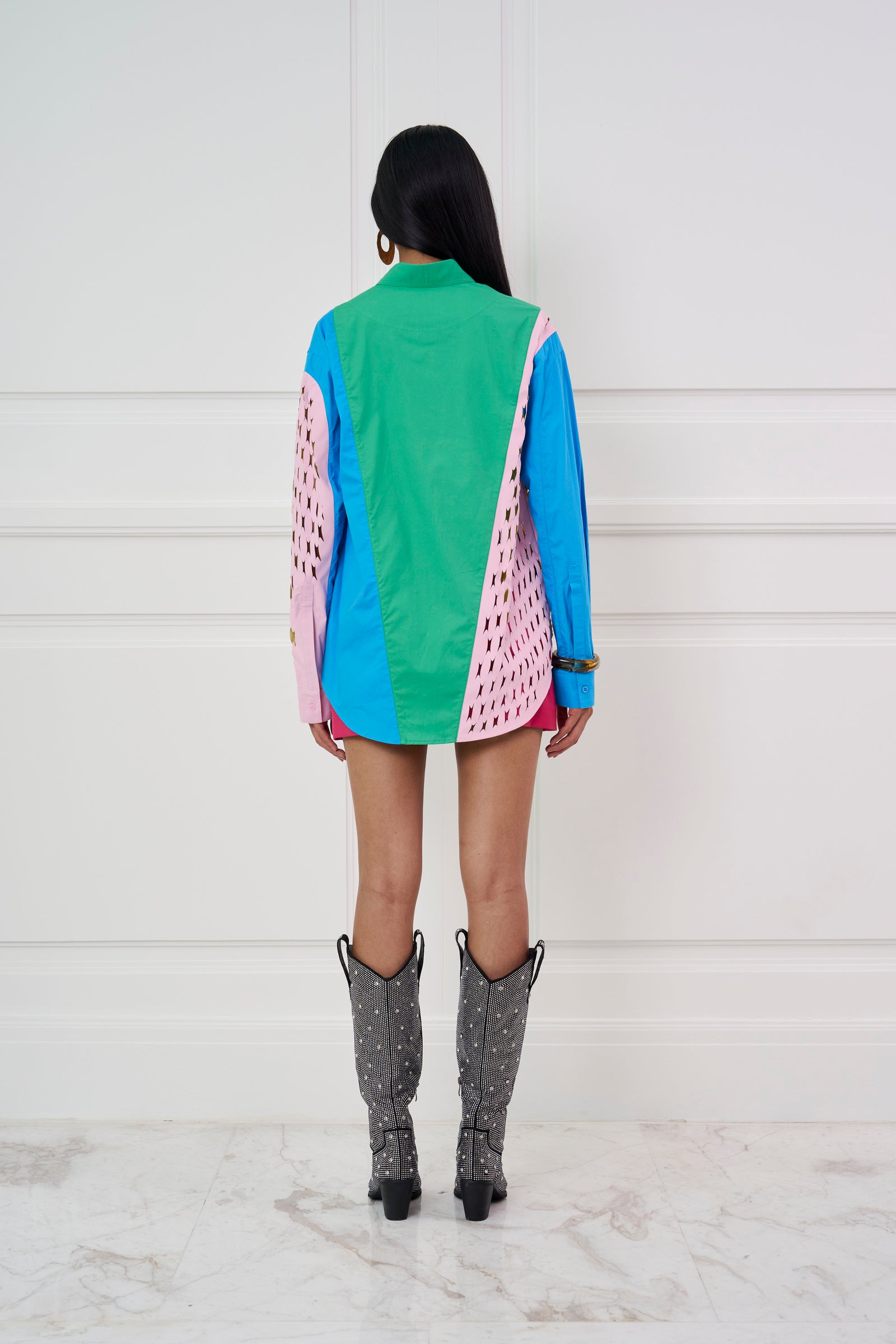 LASERCUT COLOR BLOCK SHIRT